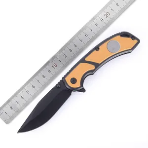 Titanium Black Steel Blade 8" Folding Pocket Knife with soft handle for Daily Outdoor Camping Hunting Use