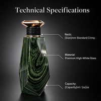Flacon de parfum en verre cylindrique mat de qualité supérieure avec bouchon facetté, sérigraphié et estampé à chaud, 30 ml/50 ml/100 ml
