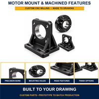 Braket Flens Dudukan Motor Servo Aluminium Hitam Anodized Kustom, Bagian Mesin CNC untuk Peralatan Kontrol Gerak