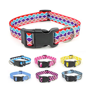 Adjustable Fashion Dog Collar <b>Geometric</b> Pattern Polyester Buckle Closure All Seasons Use Customizable Color Reflective <b>Panel</b> - Product Image 2