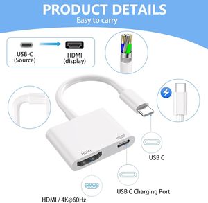 อะแดปเตอร์ USB-C เป็น 4K60Hz สำหรับ iPhone 16/15 <span class=keywords><strong>iPad</strong></span> Pro สำหรับ MacBook Pro และโปรเจคเตอร์ HDTV - Product Image 3