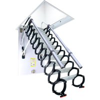 Échelle pliante télescopique en acier au carbone, capacité de charge 300 kg, design moderne et minimaliste, type dissimulé pour grenier domestique
