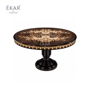 <span class=keywords><strong>Meja</strong></span> Makan Bundar Marquetry Aurelian Acanthus |   <span class=keywords><strong>Meja</strong></span> Pedestal Berlapis Emas Neoklasik Prancis Mewah - EKAR - Product Image 1