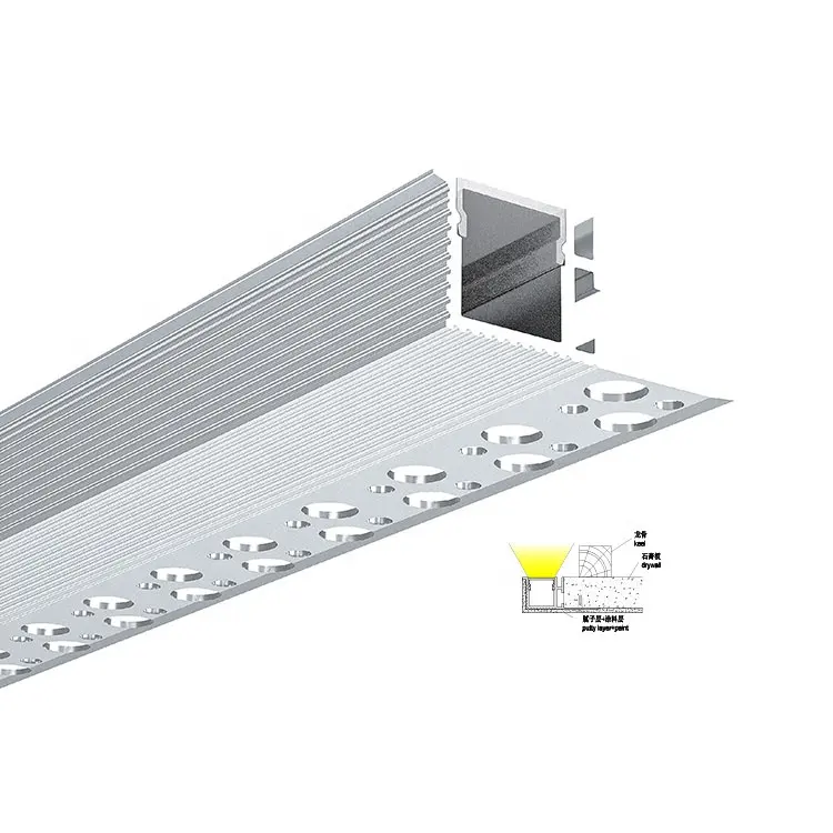 ALP084-R प्लास्टर-इन रीएस्ड कोव लाइट ड्राईवॉल छत एल्यूमीनियम के नेतृत्व वाली प्रोफ़ाइल 16 मिमी प्लास्टरबोर्ड