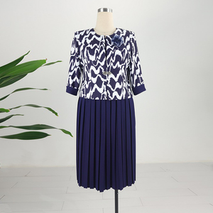 Ensemble de costumes bleus à motif vague d'eau pour femmes, grandes tailles, tenues pour dames, costume d'église - Product Image 1