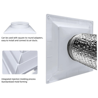 Diffuseur carré ABS anti-condensation, sortie d'air carrée, connecteur de conduit carré à rond pour HVAC, vente directe d'usine, personnalisé