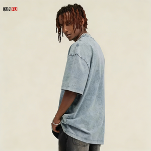 Maglietta da uomo in bianco con lavaggio acido pesante in bianco di alta qualità camicie di cotone Casual a <span class=keywords><strong>maniche</strong></span> <span class=keywords><strong>corte</strong></span> oversize Unisex - Product Image 2