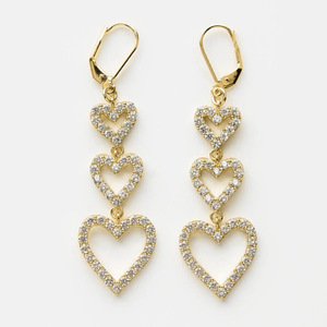 Women's Heart Drop Earrings Micro Pave Cubic Zirconia Evening Dress Fashion Jewelry - Product Image 3