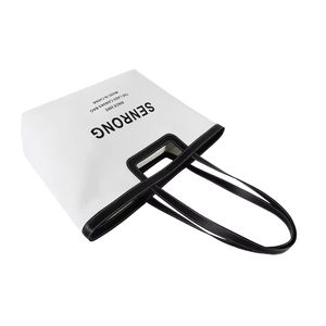 Bolsa de Lona Grande (Más de 50 cm) con Asa de Cuero y Logotipo Personalizado, Cierre de Doble Cremallera, Patrón de Letras, Bolsa Pequeña - Product Image 5