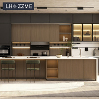 Meubles de cuisine modernes style Shaker en MDF et accessoires avec îlot central et unités de tiroirs, prêts à assembler pour appartement