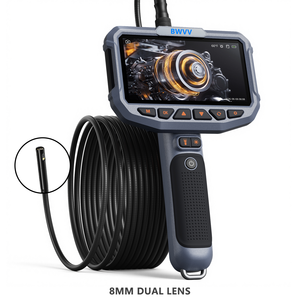 Caméra d'inspection industrielle directe usine, 5 pouces, double <span class=keywords><strong>objectif</strong></span> 8 mm, câble semi-rigide 5 m, mini-endoscope, boroscope à triple <span class=keywords><strong>objectif</strong></span> - Product Image 2