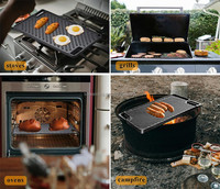 Plaque de cuisson en fonte Batterie de cuisine en fonte Steak BBQ Grill Plaque de cuisson Plaque de cuisson BBQ Poêle à griller réversible