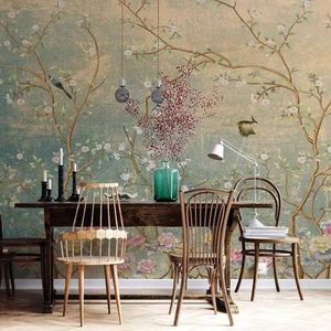 Papier peint personnalisé pour la décoration de salon, papier peint mural 3D brodé à la main de style chinois <span class=keywords><strong>en</strong></span> soie - Product Image 3