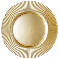 Assiette décorative de mariage en vrac de stock en gros Assiettes de présentation en acrylique transparent avec bordure dorée Assiettes en plastique élégantes