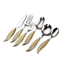 Ensemble de couverts durables en acier inoxydable avec manche en céramique, finition miroir robuste pour hôtels, restaurants, traiteurs, vente en gros