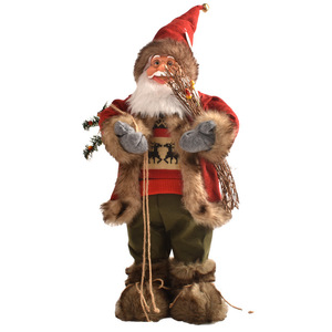 Muñeco de Santa Claus de Peluche con Ribete de Piel, Figura de Santa Claus Vintage, Decoración Navideña para Chimenea, Regalo Navideño - Product Image 4