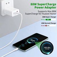 Pengisi Daya Port A+C 88W SuperCharge untuk HUAWEI P60 Honor 400 200 Magic 7 6 Pro 6A Kabel USB Tipe C USB a C PD Adaptor Daya