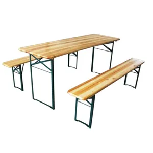 Heavy Duty 220 Outdoor Picnic Courtyard Party Dining Folding Brewery Wooden Beer Set Table And Bench For Event