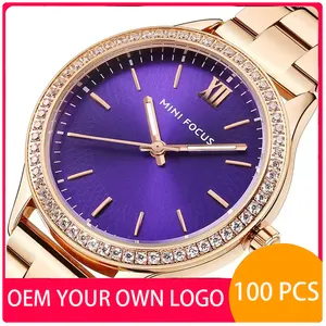 Personnalisé Votre Propre Logo Mini Focus 0043 0043L Mf0043l Marque Relojes Homme De Luxe Femmes Diamant Quartz Montres Pour Fille Dames