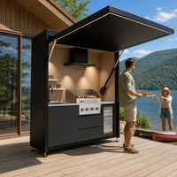 Dapur Luar Ruangan Grosir dengan Kanopi Motor, Grill Gas Arang, Penghisap Asap, Kulkas Minuman, Rangka Aluminium, Harga Pabrik