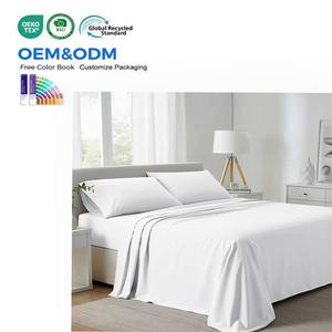 Premium 300 iplik sayısı 100% pamuk yapraklar Set 4 parça çarşaf seti otel için - Product Image 1