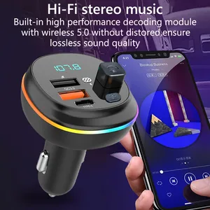 Panggilan bebas genggam dan pengisian daya USB ganda di mobil MP3 radio, pemancar FM Bluetooth dengan LED dan layar tampilan