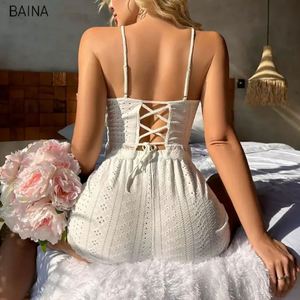 Conjunto de Ropa de Dormir Cómoda para Mujer, Verano, Camisola de Encaje sin Espalda, Pantalones Cortos con Cintura Elástica, Pijama Femenina - Product Image 4