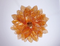 Énorme lustre en spirale en verre d'art orange brûlé rond en ambre de Murano italien pour salon salle à manger