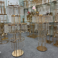 Décorations de mariage pour fête à la maison Vase de sol en cristal de qualité supérieure Présentoir à fleurs de mariage en métal doré