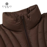 Gilet gonflé marron foncé pour femme 90 duvet de canard patte brune résine fermeture éclair col montant personnalisation spéciale Quilting