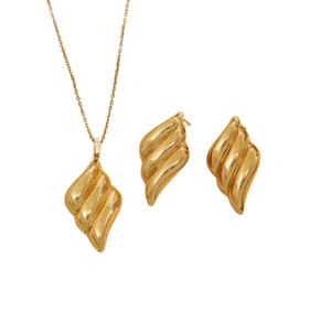 Ensemble collier et boucles d'oreilles unisexe punk en acier inoxydable plaqué or 18 carats, nouveau style transfrontalier, vente en gros - Product Image 5