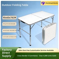 Table pliante en alliage d'aluminium au design minimaliste moderne Jinlianda, pieds surélevés, table de pique-nique portable, table d'extérieur