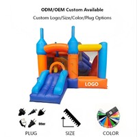Château gonflable coloré combiné avec toboggan, structure gonflable commerciale en PVC, installation facile pour les fêtes d'anniversaire des enfants