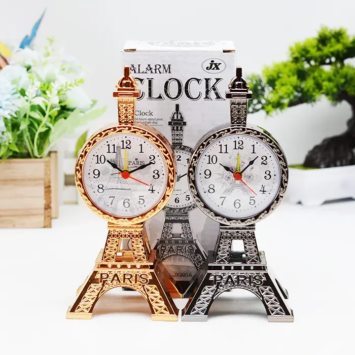 Muy bonito reloj con forma de torre Eiffel reloj de escritorio de plástico la Tour Eiffel para regalos