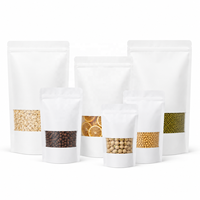 In Stock Stand up White Kraft Paper Resealable Plastic Ziplock Pouch Plain Food Packaging Pouches Bags With Clear Window
