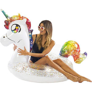 Flotteur gonflable PVC Licorne Pailletée MAKE WAVES 62x40x50 pouces pour adultes - Utilisation piscine et plage - Product Image 5