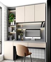 Bureau d'ordinateur en bois moderne multifonctionnel et rotatif avec étagère pour chambres, appartements, hôtels - Design gain de place