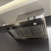 Hotte de cuisine commerciale de 48 pouces, 2000 m³/h, en acier inoxydable, avec filtre à déflecteurs et deux moteurs puissants