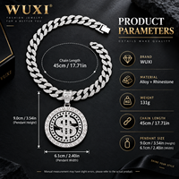 Collier pour Homme en Gros : Pendentif Rotatif 3D en Forme de Dollar, Chaîne Maille Cubaine, Bijoux de Mode Hip Hop Rap Streetwear Entièrement Sertis de Pierres
