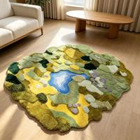 Lebendiger 3D-Skulptur-Teppich, handgetufteter abstrakter Teppich, grüner Teppich, künstlerisch geformter Natur-Landschafts-Teppich, Heimdekoration