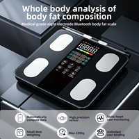 Balance connectée intelligente personnalisée pour la mesure de la graisse corporelle avec écran LED en verre trempé, précision de 0,05 kg