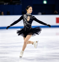 Robe de patinage artistique noire à col montant et manches longues en Spandex/Nylon, dos large ouvert, jupe ornée de strass, pour enfants, compétition sur glace