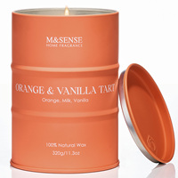 Bougie parfumée M&Sense en cire de soja naturelle avec logo personnalisé dans une boîte en métal