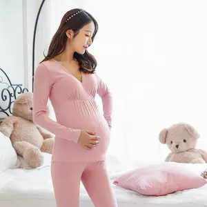 Maternity clothes suit Suckling baby clothes autumn winter modal pajamas cotton Women's Maternity suit