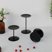 Ensemble de 3 supports en métal noir pour bougies en forme de pilier, pour centre de table, décorations de cheminée, décor gothique - Product Image 3