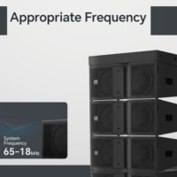 Sistema de Altavoces Line Array RQSONIC LA210, Ocho Altavoces Line Array Pasivos Conmutables Bi-amplificados de 10 Pulgadas con un Soporte de Montaje