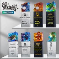 Trophée Luster Récompense Réunion Annuelle Carte d'Honneur Année du Dragon Modèle Créatif Employé Exceptionnel 62 Cadeaux d'Affaires