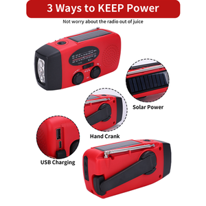 Manivela de mano solar portátil de emergencia Radio AM/FM NOAA 3 Modelo Linterna 2000mAh Cargador de teléfono celular con alarma SOS - Product Image 3