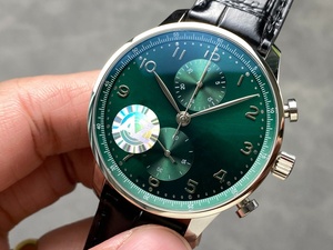 Fashion Green Dial Men's <b>Automatic</b> Watch Black Leather Strap Sports Business Waterproof <b>Wristwatch</b> - Product Image 2