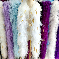 Écharpe en plumes d'autruche épaisses, boa en plumes de coq rayées pour costumes de danse, arts, artisanat, mariages et fêtes
